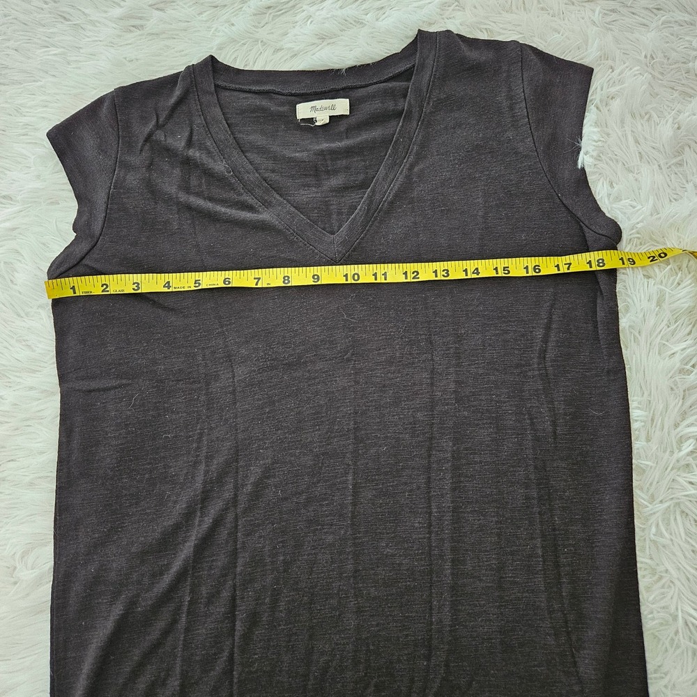 Madewell Womens V-Neck Midi Dress Charcoal Gray Sleeveless Side Slit Size M - Picture 5 of 7
